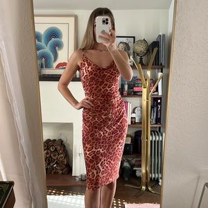 Diane Von Fursternburg silk red Leopard Slip Dress